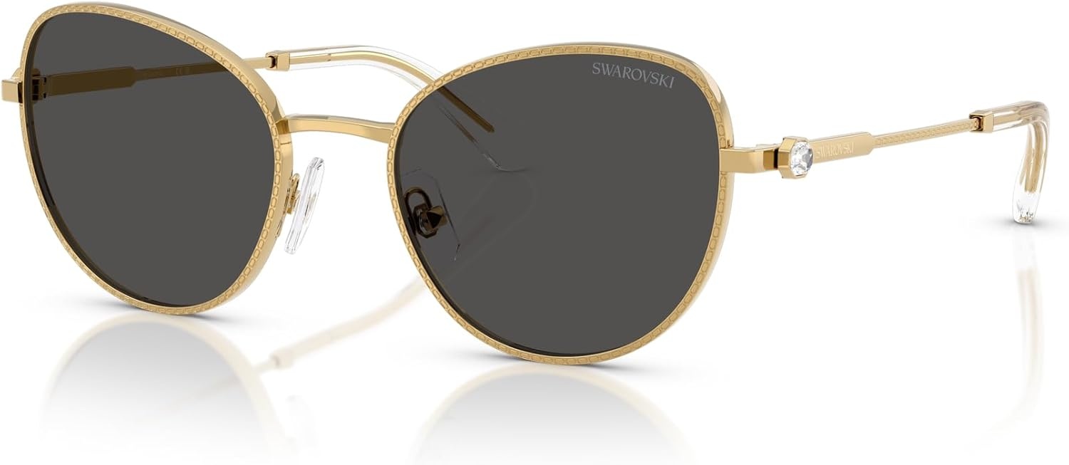 image:imageSwarovski womens Sk7032 Round SunglassesGoldDark Grey