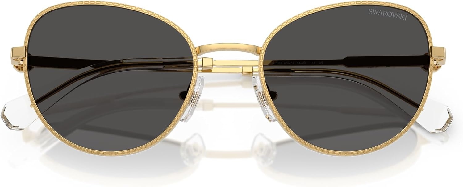 image:imageSwarovski womens Sk7032 Round SunglassesGoldDark Grey