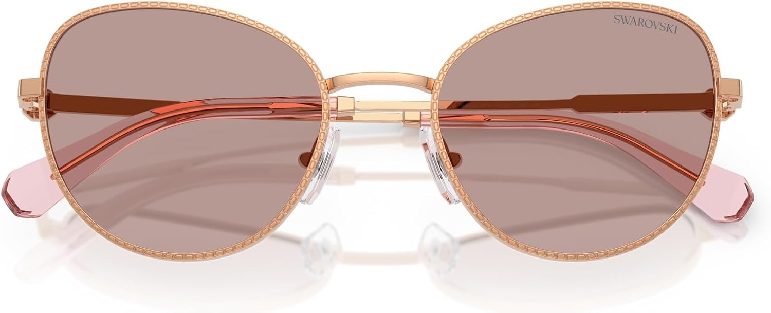 image:imageSwarovski womens Sk7032 Round SunglassesRose GoldLight Purple Brown