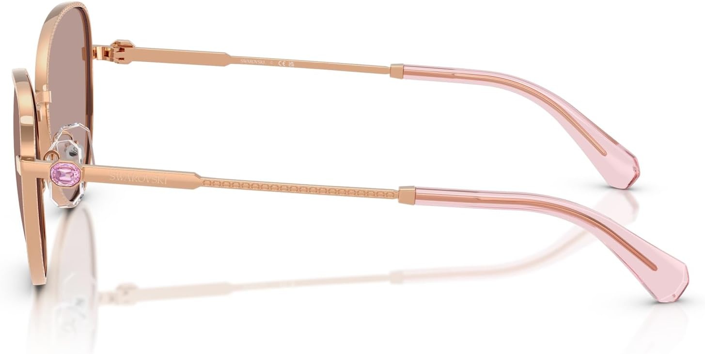 image:imageSwarovski womens Sk7032 Round SunglassesRose GoldLight Purple Brown