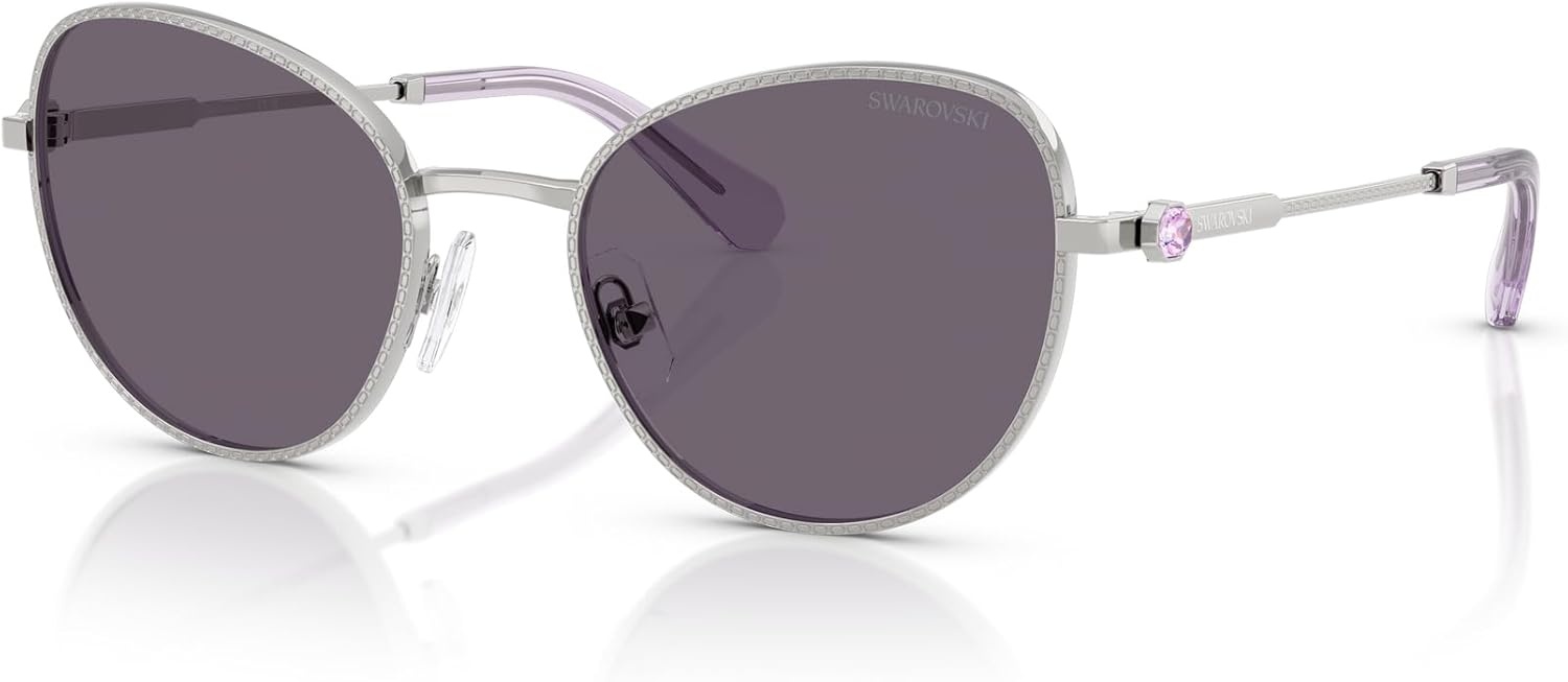 image:imageSwarovski womens Sk7032 Round SunglassesSilverViolet
