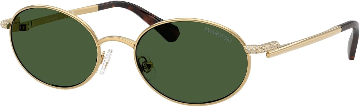 image:imageSwarovski womens Sk7033 Oval SunglassesGoldDark Green