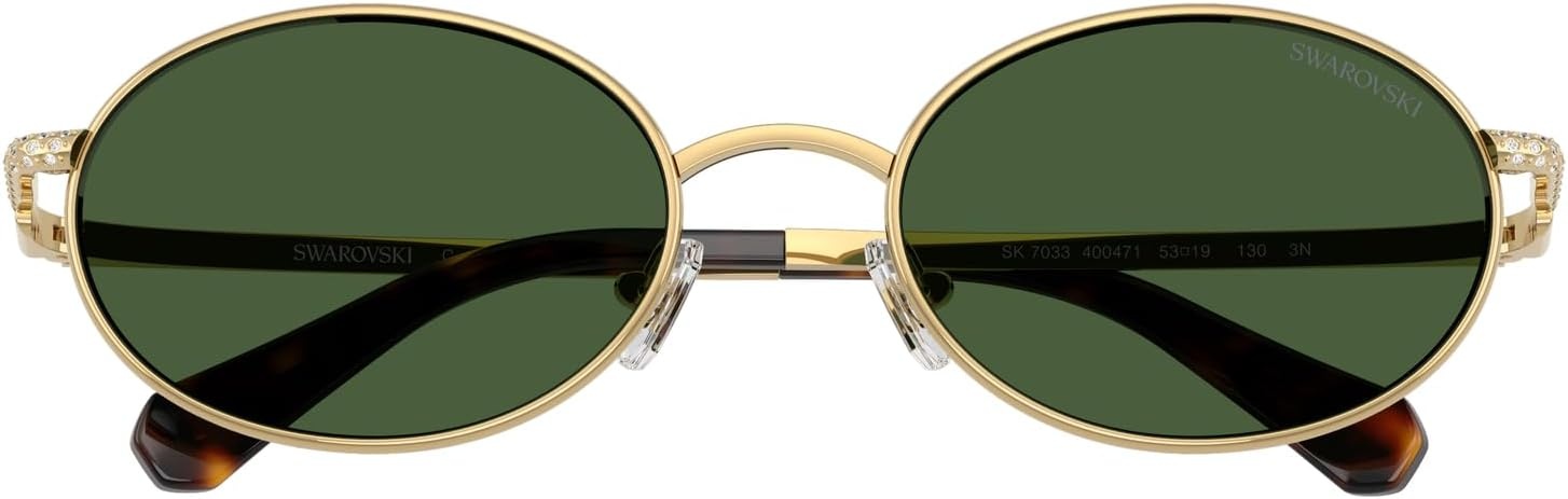 image:imageSwarovski womens Sk7033 Oval SunglassesGoldDark Green