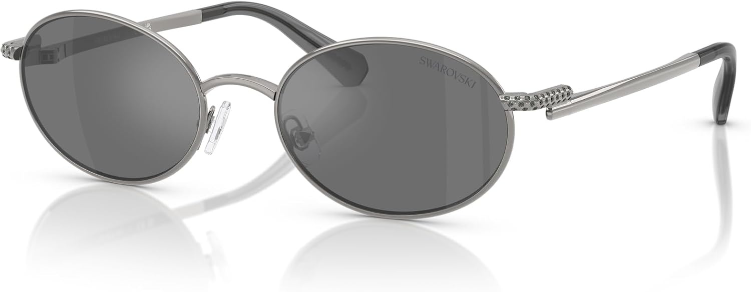 image:imageSwarovski womens Sk7033 Oval SunglassesGunmetalGrey Mirrored Black