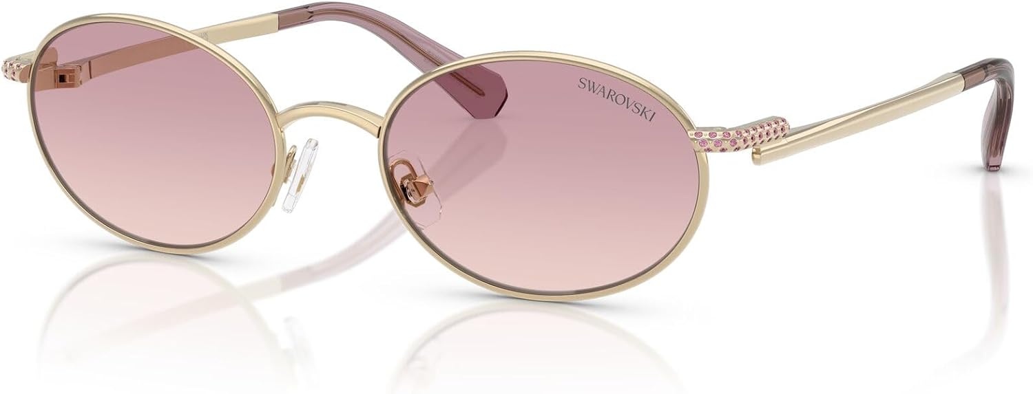 image:imageSwarovski womens Sk7033 Oval SunglassesPale GoldBrown Gradient Violet