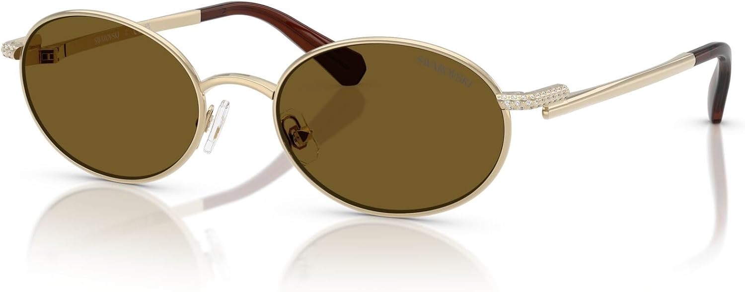 image:imageSwarovski womens Sk7033 Oval SunglassesPale GoldLight Brown
