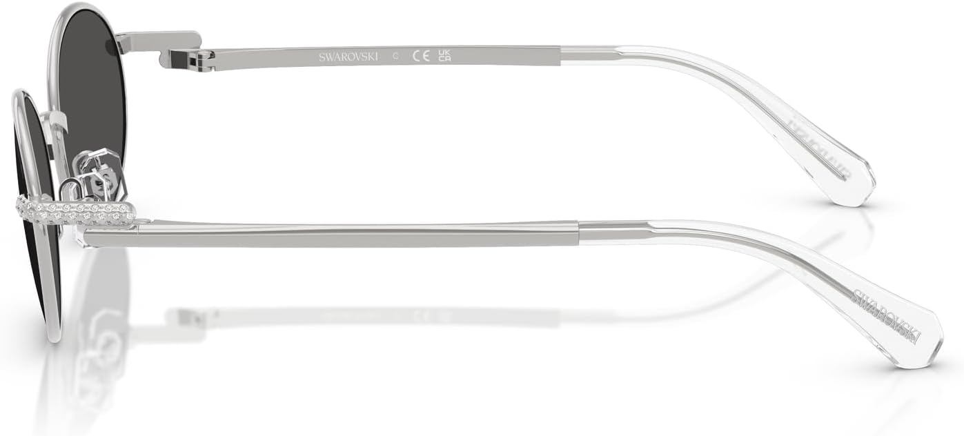image:imageSwarovski womens Sk7033 Oval SunglassesSilverDark Grey