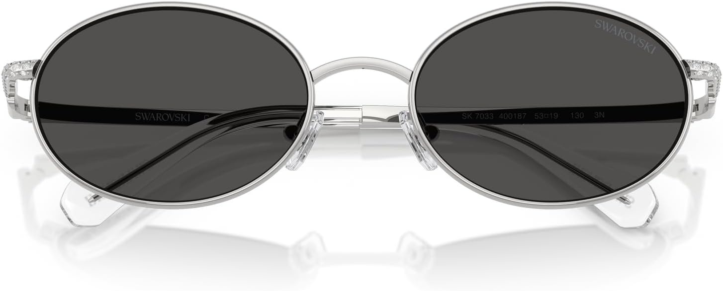 image:imageSwarovski womens Sk7033 Oval SunglassesSilverDark Grey