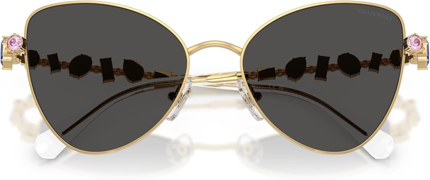 image:imageSwarovski womens Sk7034 Butterfly SunglassesGoldDark Grey