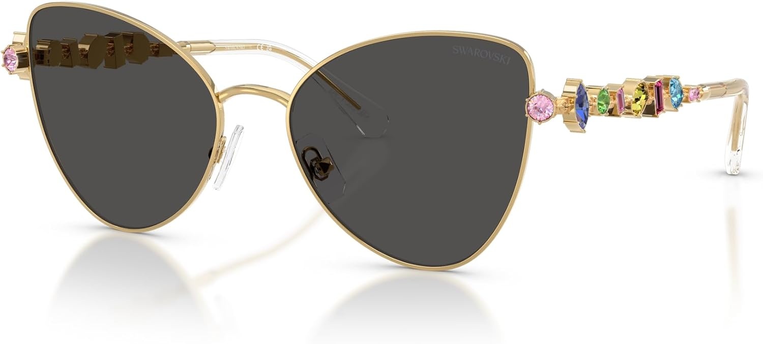 image:imageSwarovski womens Sk7034 Butterfly SunglassesGoldDark Grey
