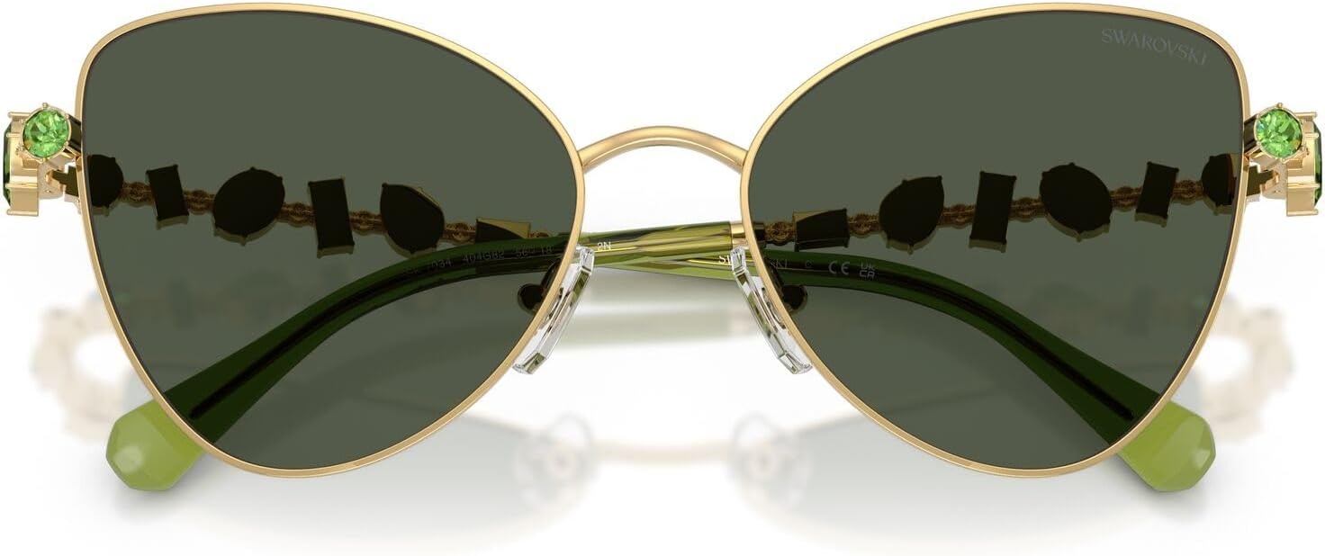 image:imageSwarovski womens Sk7034 Butterfly SunglassesGoldLight Green