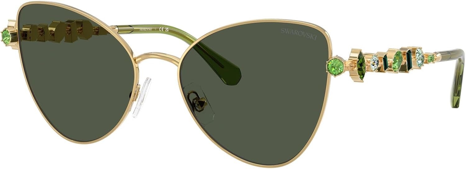 image:imageSwarovski womens Sk7034 Butterfly SunglassesGoldLight Green