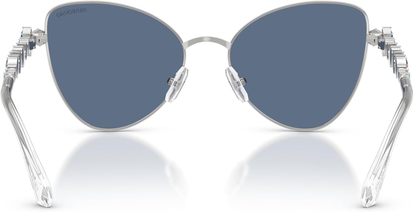 image:imageSwarovski womens Sk7034 Butterfly SunglassesSilverDark Blue
