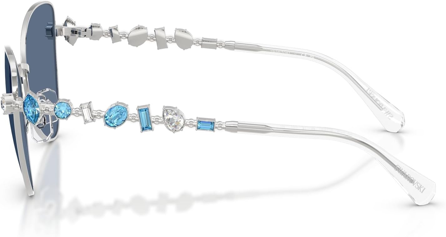 image:imageSwarovski womens Sk7034 Butterfly SunglassesSilverDark Blue