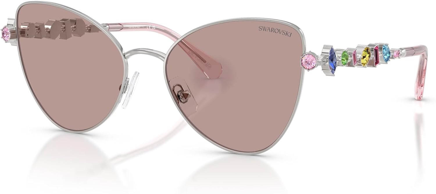 image:imageSwarovski womens Sk7034 Butterfly SunglassesSilverLight Purple Brown