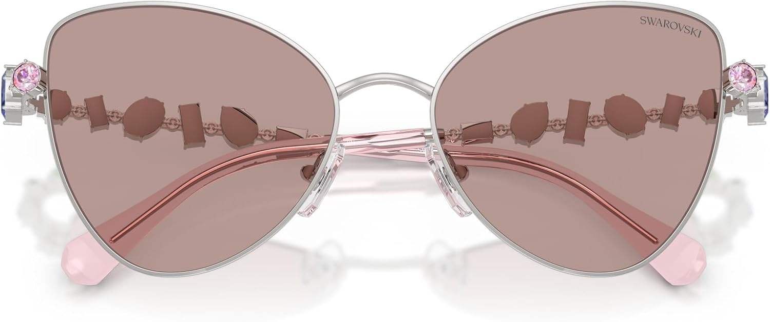 image:imageSwarovski womens Sk7034 Butterfly SunglassesSilverLight Purple Brown