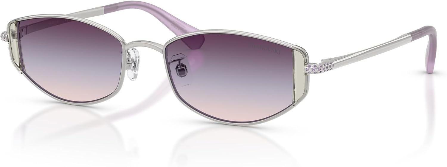 image:imageSwarovski womens Sk7035d Oval SunglassesSilverTri Gradient BrownBlueViolet