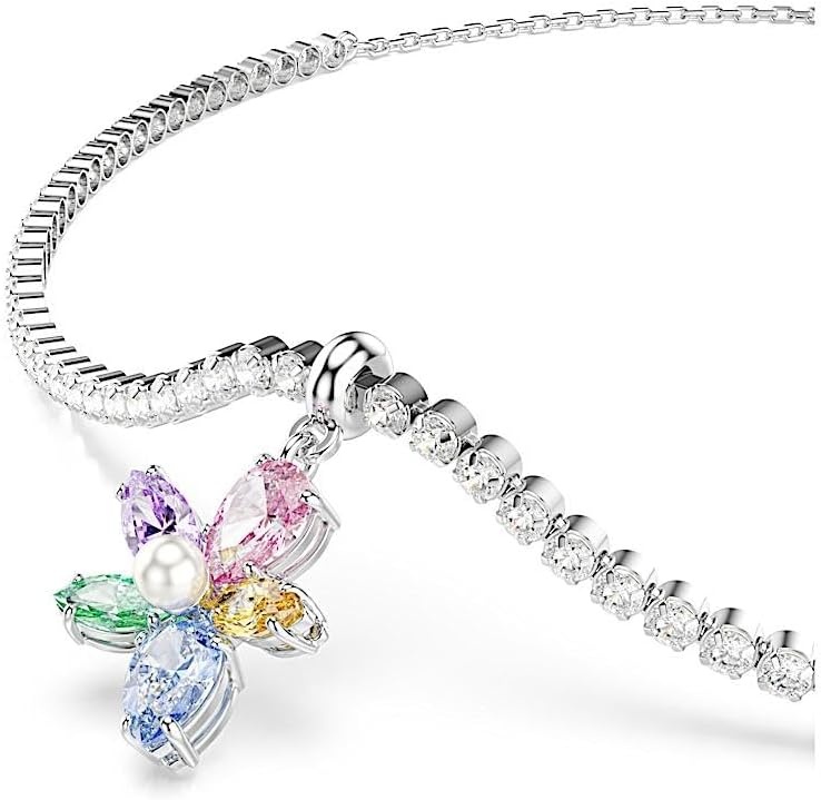 image:imageSwarovski x Ariana Grande Jewelry Collection Bracelet Choker Earrings Mixed Cut Multicolored Stones Rhodium FinishMulticolored Choker Necklace