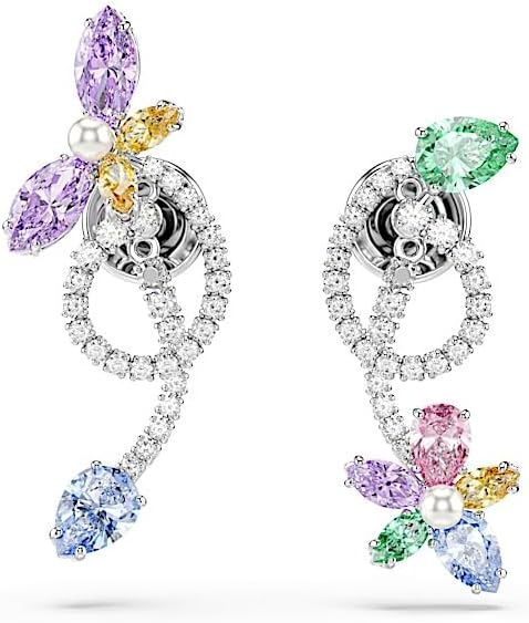 image:imageSwarovski x Ariana Grande Jewelry Collection Bracelet Choker Earrings Mixed Cut Multicolored Stones Rhodium FinishMulticolored Earrings