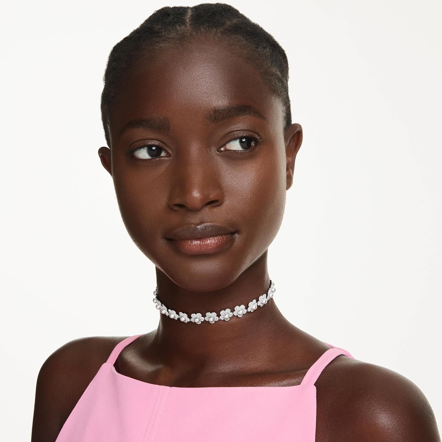 image:imageSwarovski x Ariana Grande Jewelry Collection Necklace Bracelet Choker Earrings Crystals Crystal Pearls Rhodium FinishClear Choker Necklace