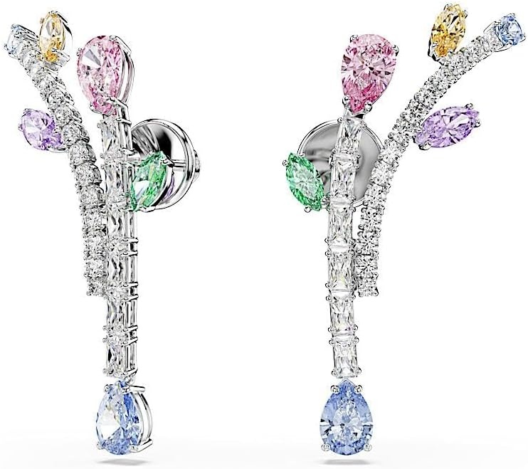 image:imageSwarovski x Ariana Grande Jewelry Collection Necklace Earrings Ear Cuffs Mixed Cut Multicolored Stones Rhodium FinishMulticolored Drop Earrings