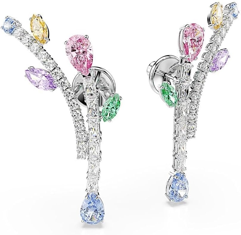 image:imageSwarovski x Ariana Grande Jewelry Collection Necklace Earrings Ear Cuffs Mixed Cut Multicolored Stones Rhodium FinishMulticolored Drop Earrings