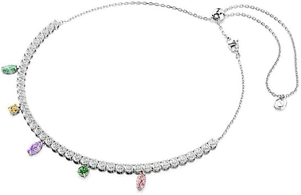 image:imageSwarovski x Ariana Grande Jewelry Collection Necklace Earrings Ear Cuffs Mixed Cut Multicolored Stones Rhodium FinishMulticolored Tennis Necklace