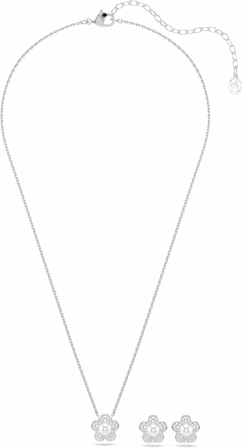 image:imageSwarovski x Ariana Grande Necklace amp Earring Sets Rhodium Finish Official Ariana Grande Jewelry CollectionCrystal and Crystal Pearl Set