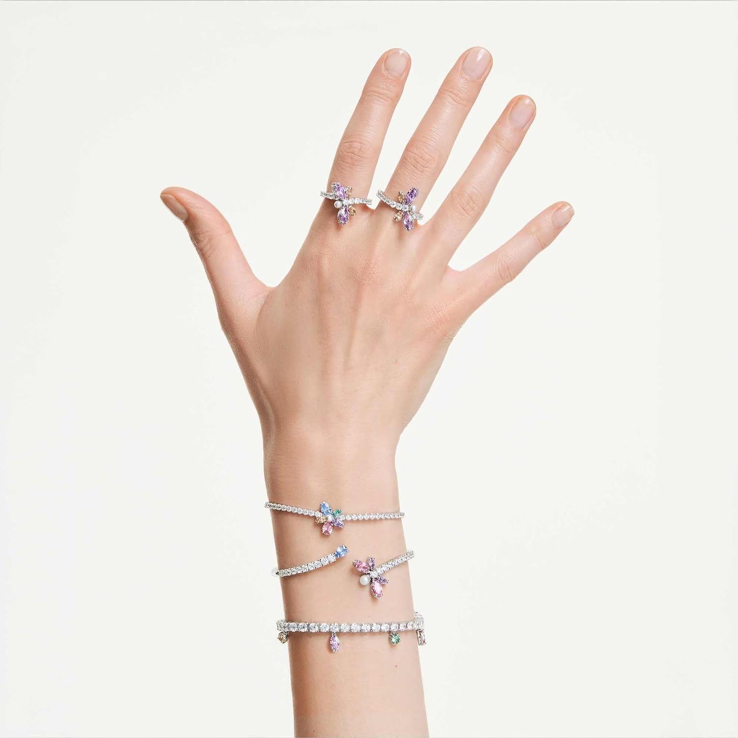 image:imageSwarovski x Ariana Grande Official Dragonfly Motif Bangle Bracelet Mixed cut Multicolored Crystals Rhodium Finish Part of the Ariana Dragonfly CollectionMedium