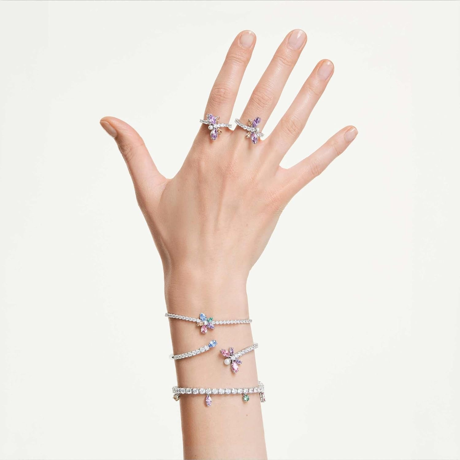 image:imageSwarovski x Ariana Grande Official Dragonfly Motif Bangle Bracelet Mixed cut Multicolored Crystals Rhodium Finish Part of the Ariana Dragonfly CollectionSmall