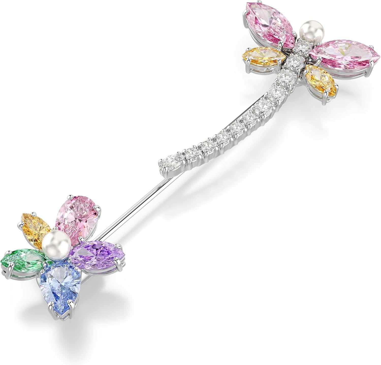 image:imageSwarovski x Ariana Grande Official Dragonfly Motif Jewelry Collection Brooch Pendant Necklace Earrings Mixed Cut Multicolored Stones Rhodium FinishMulticolored Brooch