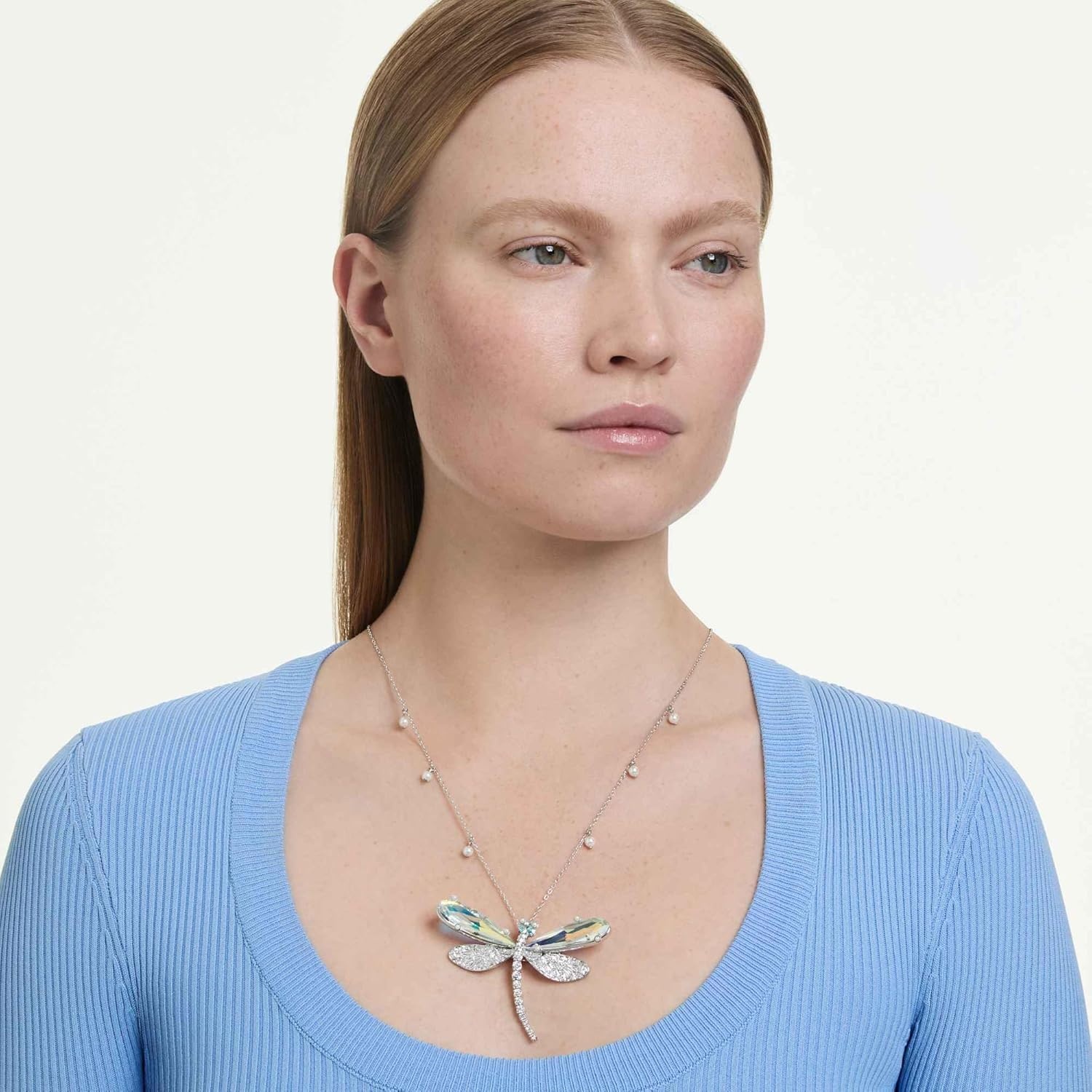 image:imageSwarovski x Ariana Grande Official Dragonfly Motif Jewelry Collection Brooch Pendant Necklace Earrings Mixed Cut Multicolored Stones Rhodium FinishMulticolored PendantBrooch