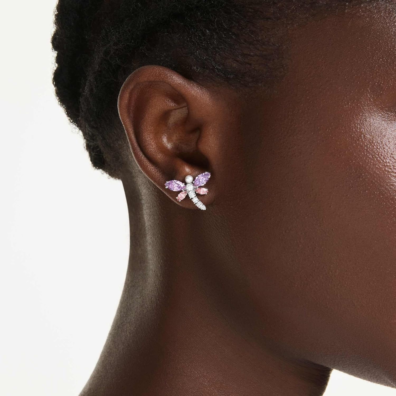 image:imageSwarovski x Ariana Grande Official Dragonfly Motif Jewelry Collection Brooch Pendant Necklace Earrings Mixed Cut Multicolored Stones Rhodium FinishMulticolored Stud Earrings