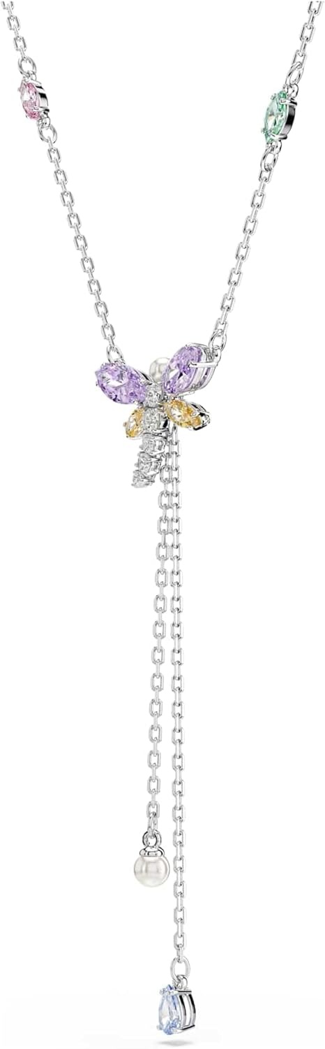 image:imageSwarovski x Ariana Grande Official Dragonfly Motif Jewelry Collection Brooch Pendant Necklace Earrings Mixed Cut Multicolored Stones Rhodium FinishMulticolored Y Necklace