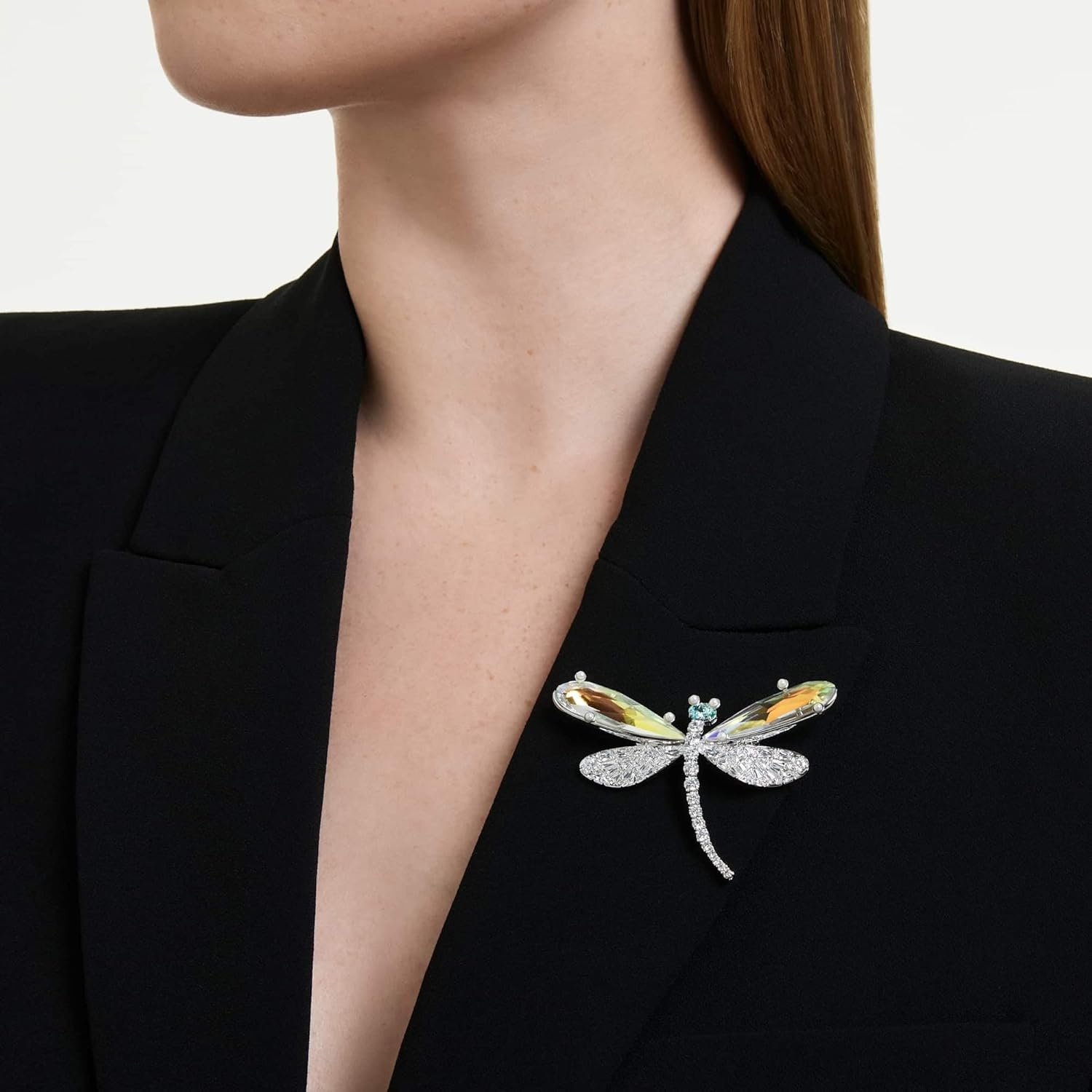 image:imageSwarovski x Ariana Grande Official Dragonfly Motif Jewelry Collection Brooch Pendant Necklace Earrings Mixed Cut Multicolored Stones Rhodium FinishMulticolored PendantBrooch