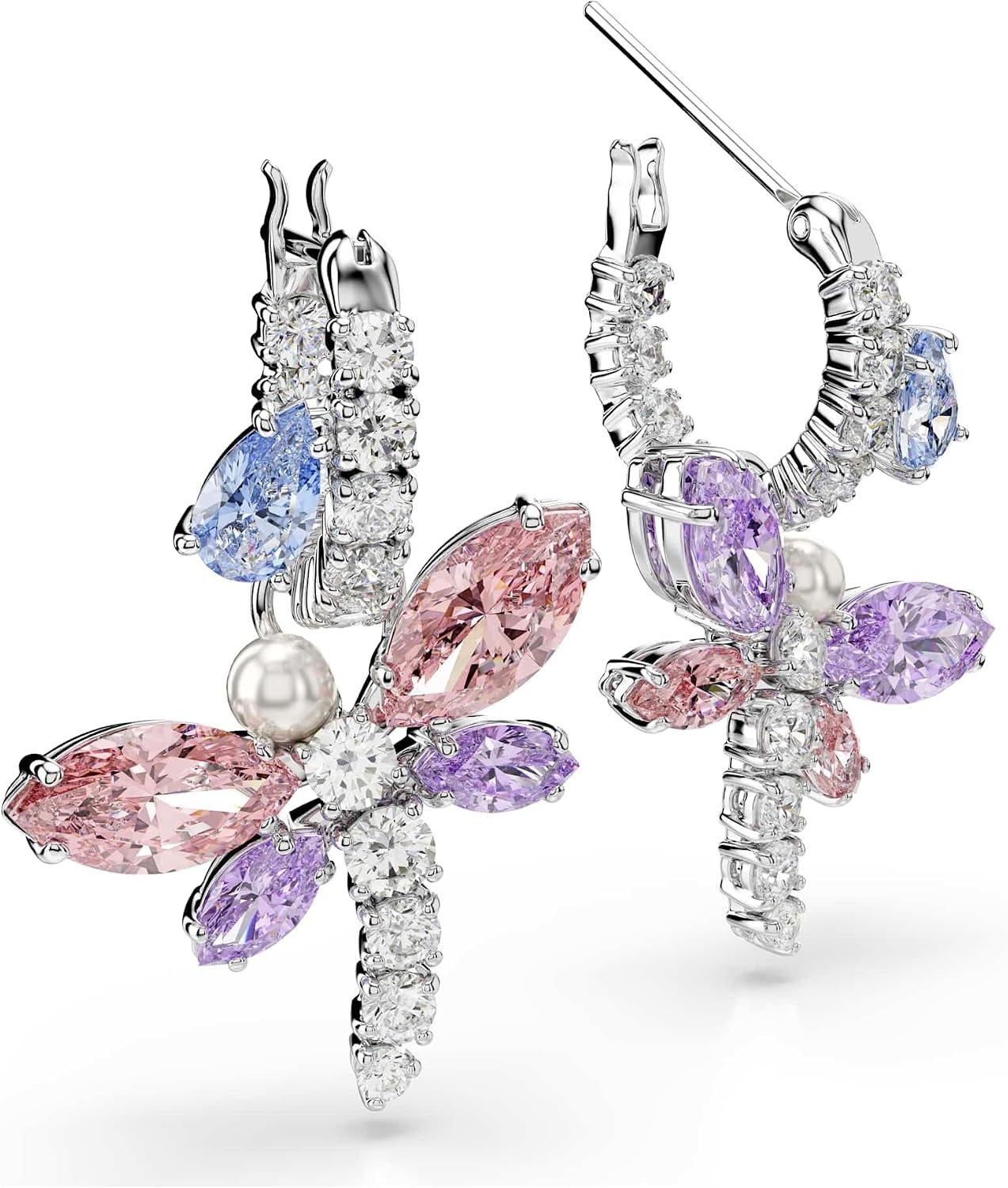 image:imageSwarovski x Ariana Grande Official Dragonfly Motif Jewelry Collection Brooch Pendant Necklace Earrings Mixed Cut Multicolored Stones Rhodium FinishMulticolored Mini Hoops