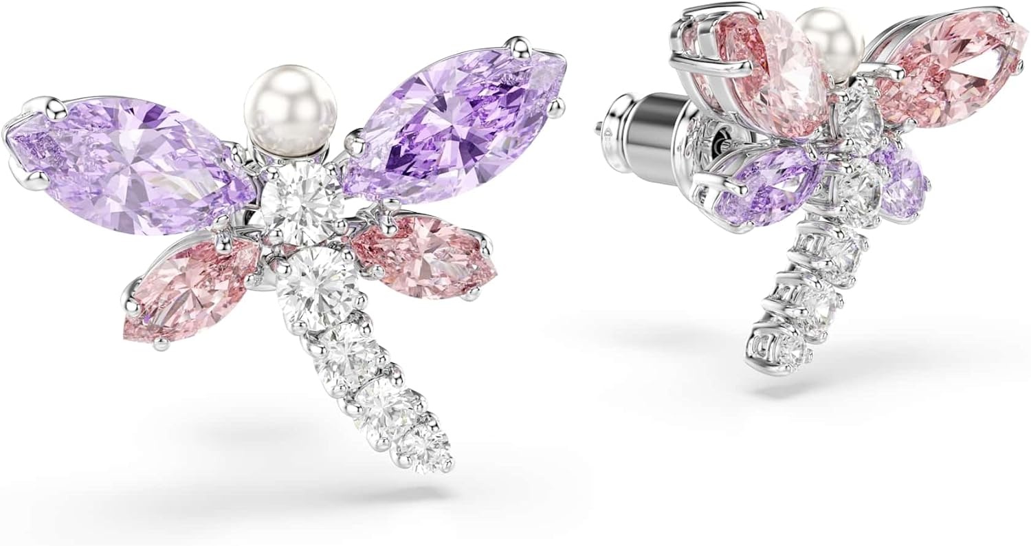 image:imageSwarovski x Ariana Grande Official Dragonfly Motif Jewelry Collection Brooch Pendant Necklace Earrings Mixed Cut Multicolored Stones Rhodium FinishMulticolored Stud Earrings