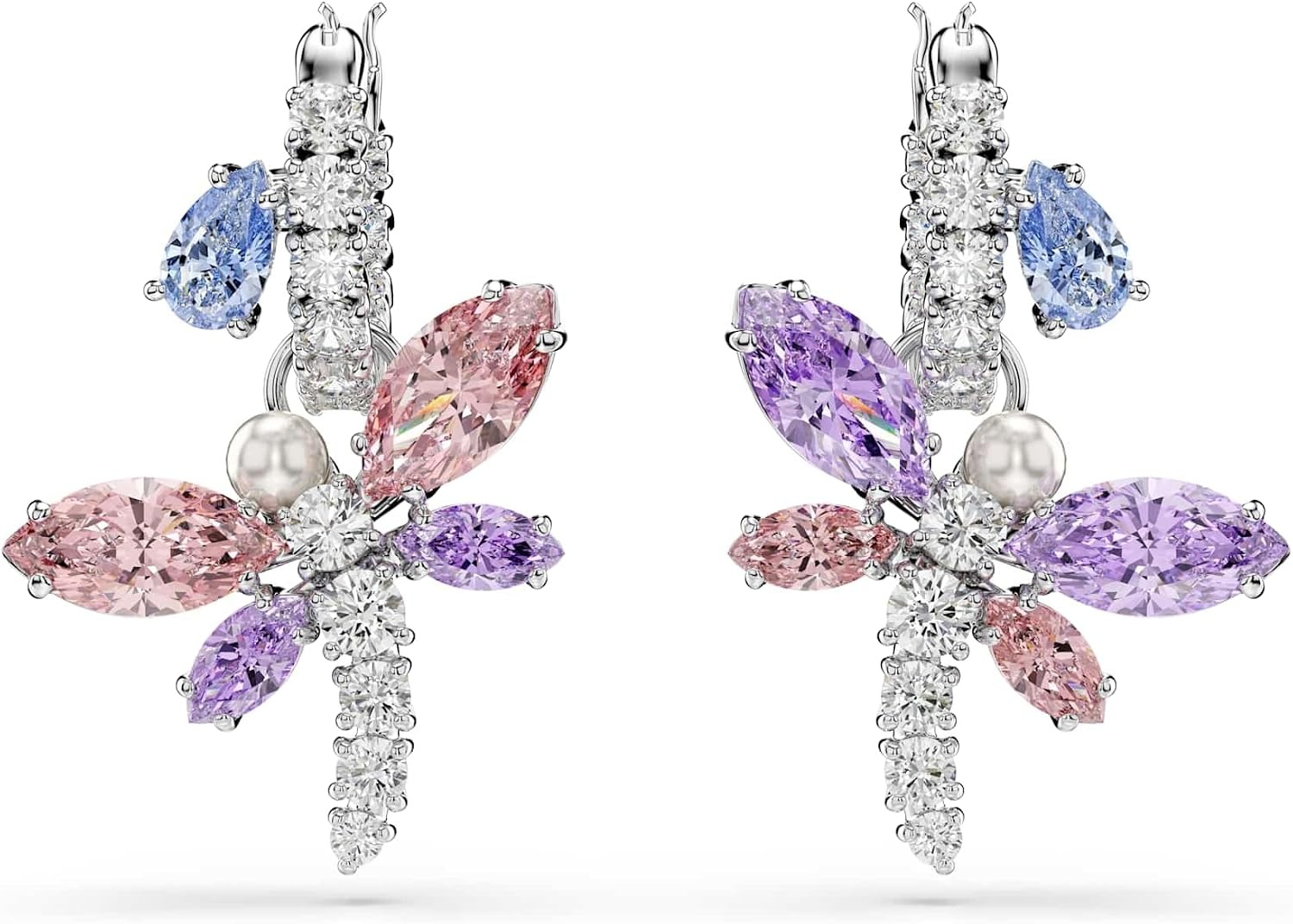 image:imageSwarovski x Ariana Grande Official Dragonfly Motif Jewelry Collection Brooch Pendant Necklace Earrings Mixed Cut Multicolored Stones Rhodium FinishMulticolored Mini Hoops