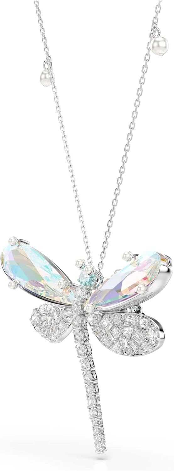 image:imageSwarovski x Ariana Grande Official Dragonfly Motif Jewelry Collection Brooch Pendant Necklace Earrings Mixed Cut Multicolored Stones Rhodium FinishMulticolored PendantBrooch