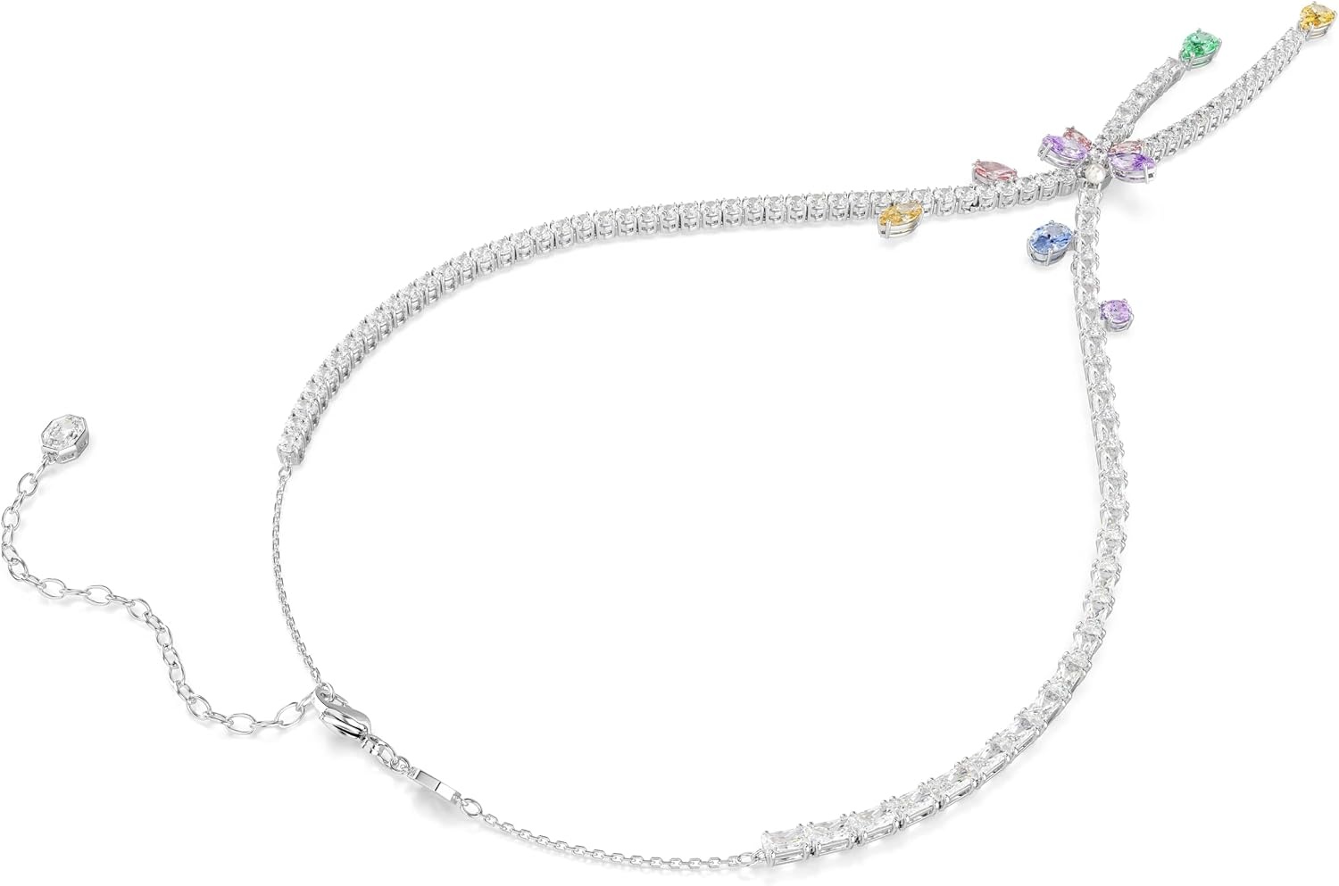 image:imageSwarovski x Ariana Grande Official Dragonfly Motif Jewelry Collection Brooch Pendant Necklace Earrings Mixed Cut Multicolored Stones Rhodium FinishMulticolored Cross Over Necklace