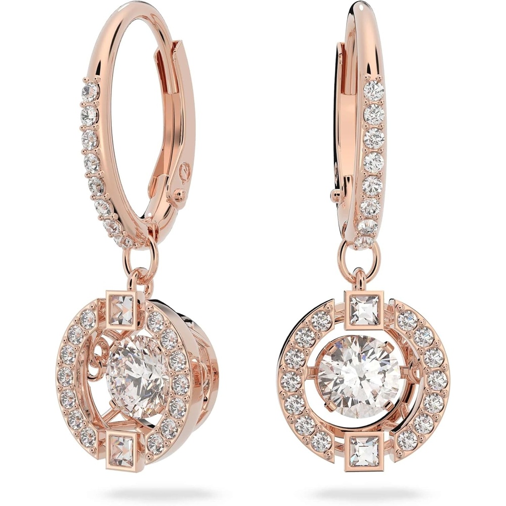 image:imageSWAROVSKI Una Pierced Drop Earrings with Dancing Crystal and Matching Pav on a RoseGold Tone Finish Setting Part of the Swarovski Una Collection