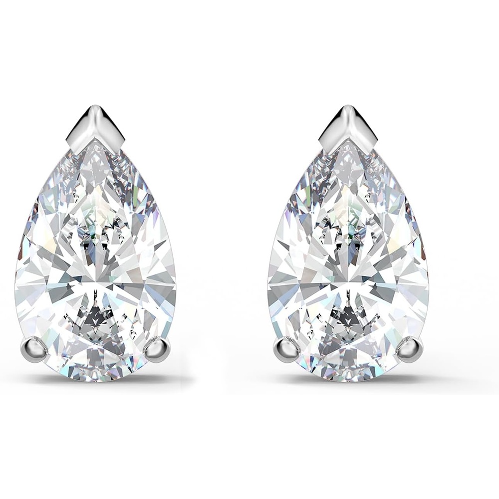 image:imageSwarovski Attract Pear Jewelry Collection Rhodium Finish Clear CrystalsStud Pierced Earrings