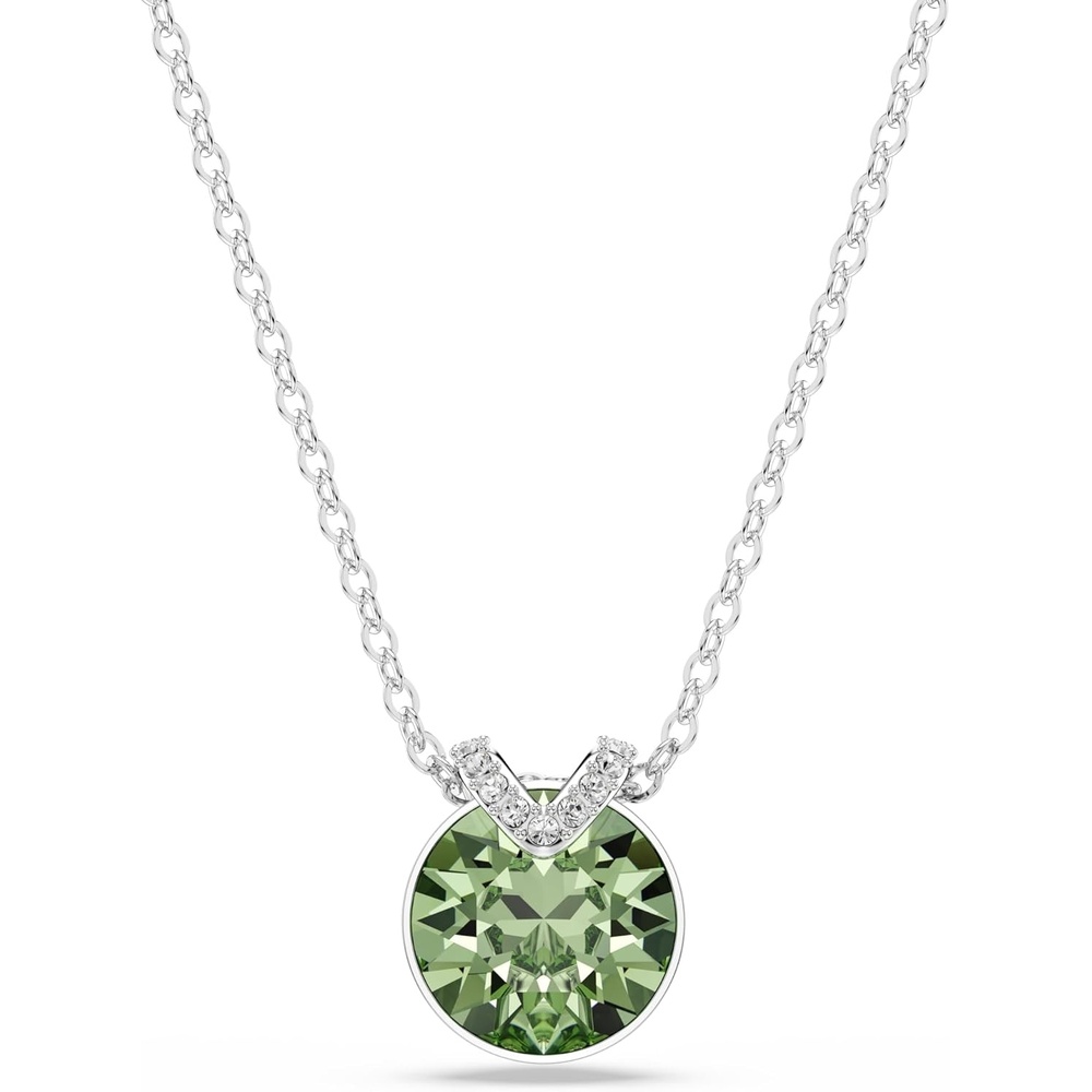image:imageSwarovski Birthstone Pendant Necklace Collection SquareCut Stone and Crystals Rhodium FinishGreen Crystal