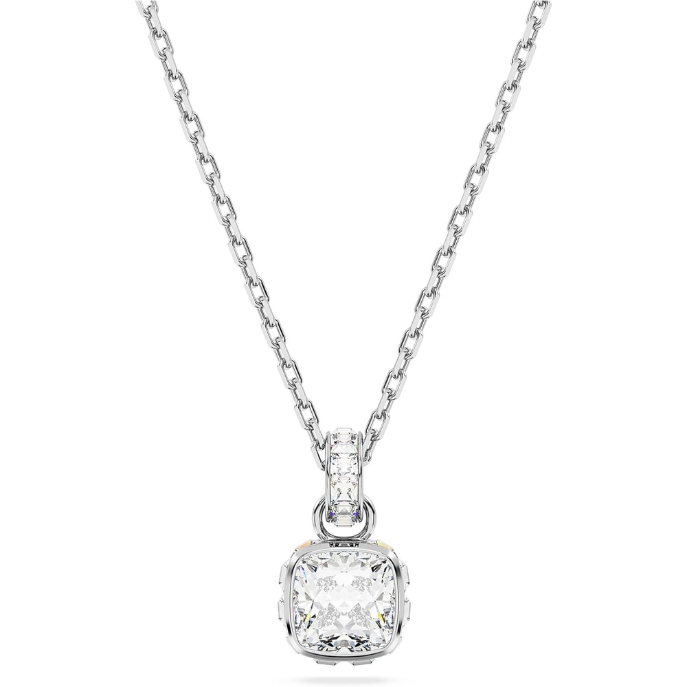 image:imageSwarovski Birthstone Stud Earring Collection SquareCut Stone and Crystals Rhodium FinishApril  Clear