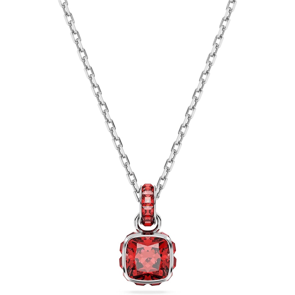 image:imageSwarovski Birthstone Stud Earring Collection SquareCut Stone and Crystals Rhodium FinishJuly  Red