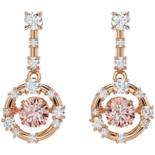 image:imageSwarovski Constella drop earrings Round cut Dancing stone Pink Rose goldtone plated
