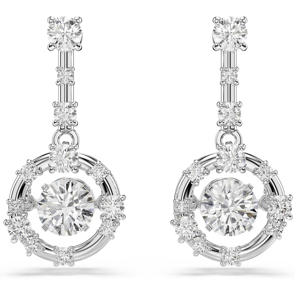 image:imageSwarovski Constella drop earrings Round cut Dancing stone White Rhodium plated
