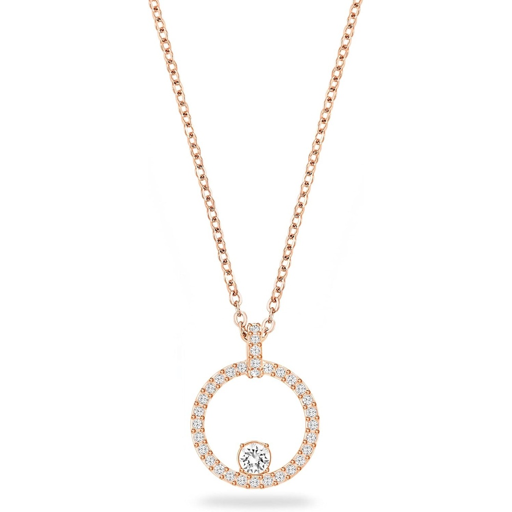 image:imageSwarovski Creativity Collection Womens Necklace Intertwined circle Pendant with White Crystals and RoseGold Tone Plated Chain