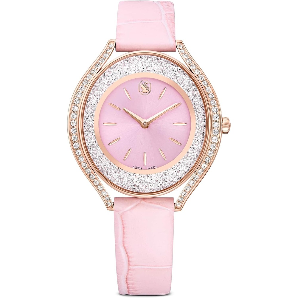 image:imageSwarovski Crystalline Aura Watch Swiss Made Leather Strap Pink Rose GoldTone Finish