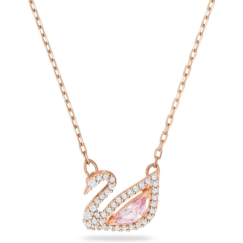 image:imageSwarovski Dazzling Swan Jewelry Collection Blue Crystals Pink Crystals Clear CrystalsPendant Necklace  Rose Gold Tone
